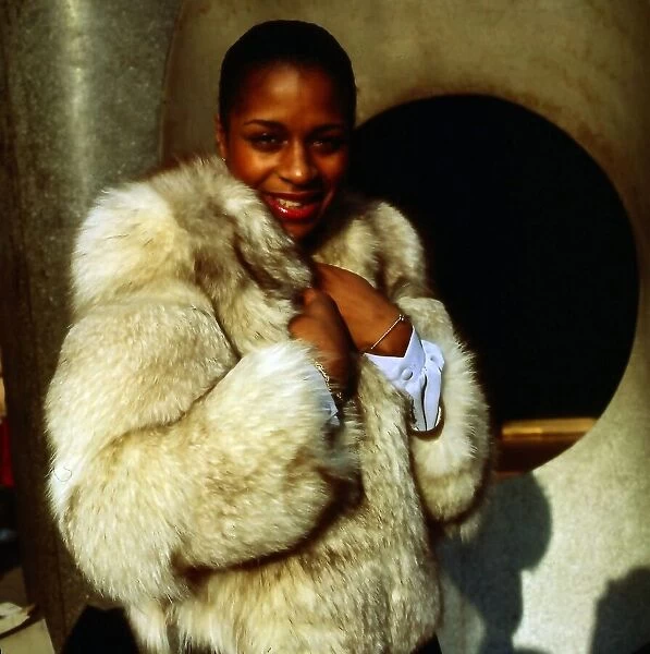 Grace Kennedy wearing fur coat February 1981