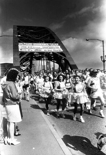 The Great North Run 24 July 1988 - Fancy-dress runners on the Tyne Bridge