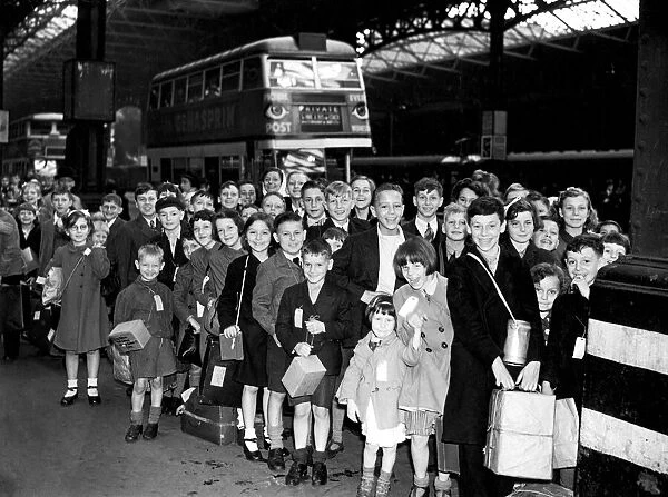 Group of children at a London Station ready to leave for the safety of the countryside