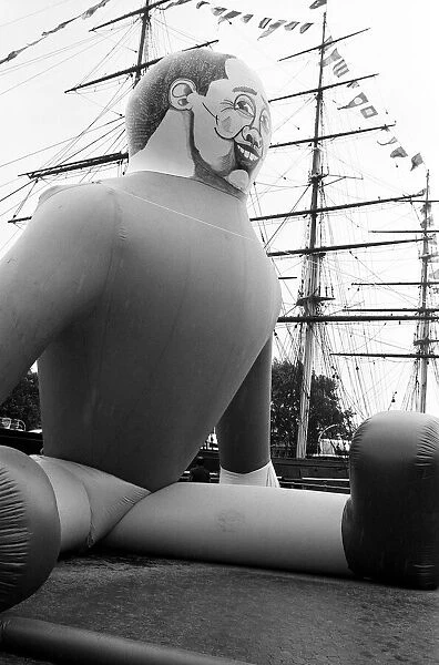 Gulliver, a 50ft high inflatible giant designed and built by Building 67