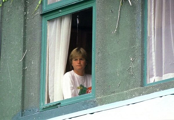 Hana Mandlikova pictured looking out of a window at the Wimbledon tennis championships