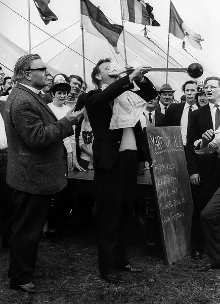 Herbert Webster competing in Yard Of Ale competition 1968