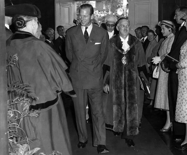 HRH Prince Philip, Duke of Edinburgh with Mayor of Barry. 20th December 1957