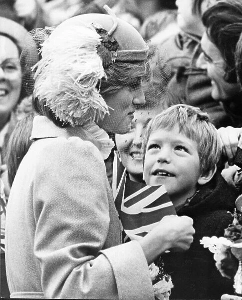 HRH Princess Diana, The Princess of Wales, meets the well wishers at St David'