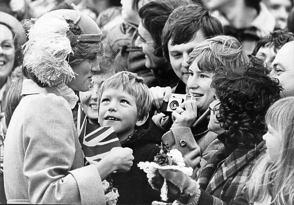 HRH Princess Diana, The Princess of Wales, meets the well wishers at St David'