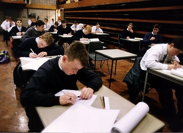 Huyton Comprehensive School, were children are taking their examinations in the main hall