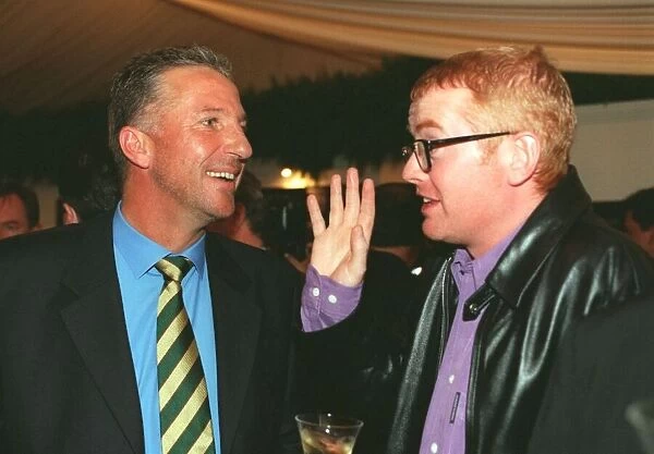 Ian Botham (left) October 1999 talking with Chris Evans at the Dunhill golf pro-am party