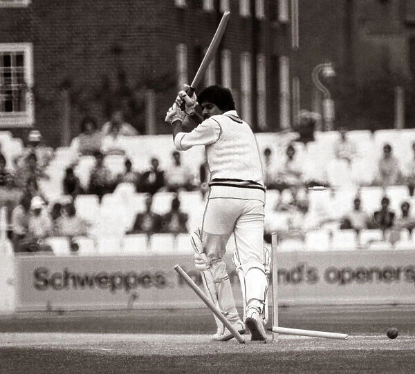 Indian Cricketer Kapil Dev - September 1979 bowled out