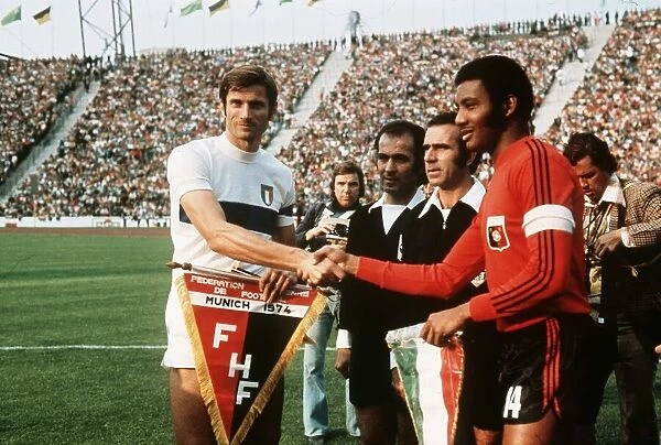 Italy V Haiti World Cup 1974 Facchetti (Italy) and Nazaire (Haiti) shake hands