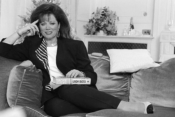 Jackie Collins in a London Hotel with her latest novel Lady Boss