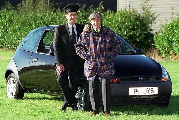 Jackie Stewart and driver Gerry Webb January 1998 Ford Ka car