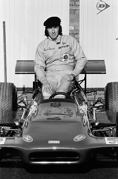 Jackie Stewart, Formula One racing driver, with new March Engineering Formula One Car