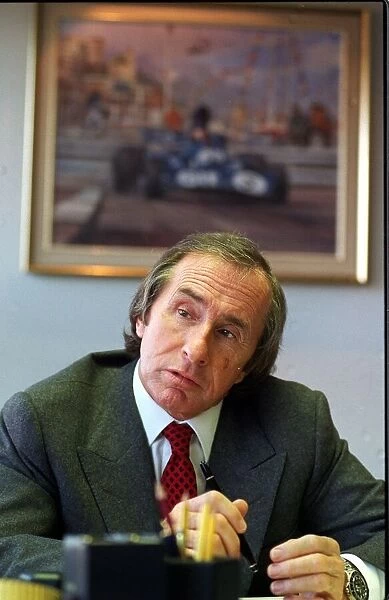 Jackie Stewart in his office at Milton Keynes. October 1996