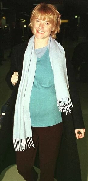 Jane Horrocks actress January 1999 arrives at Heathrow Airport seven months