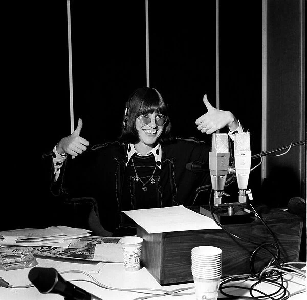 Janet Street Porter in radio studio 1973
