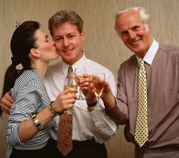 Jim White with wife Fiona and Arthur Montford May 1989
