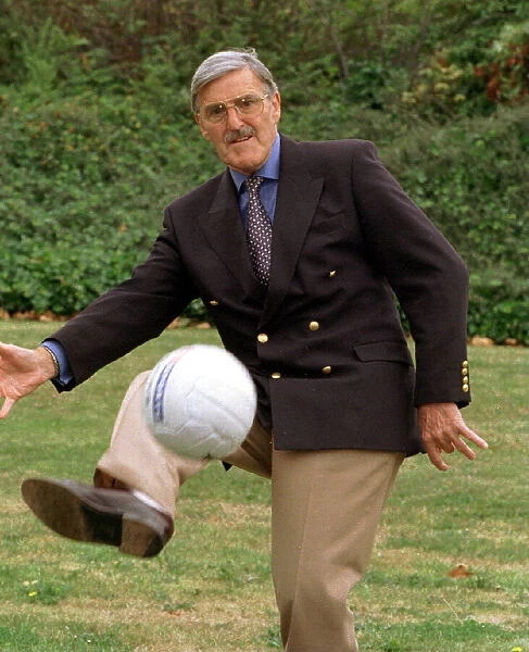 Jimmy Hill new Sky Sports presenter August 1998 pictured kicking a ball