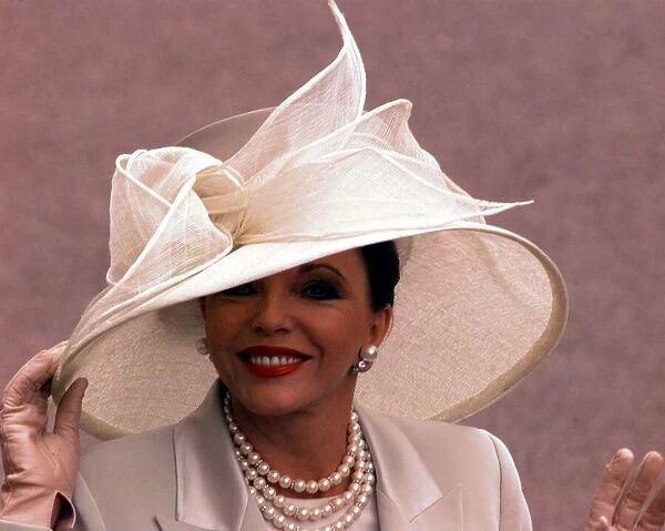 Joan Collins at Royal Ascot 1998 Actress wearing white hat