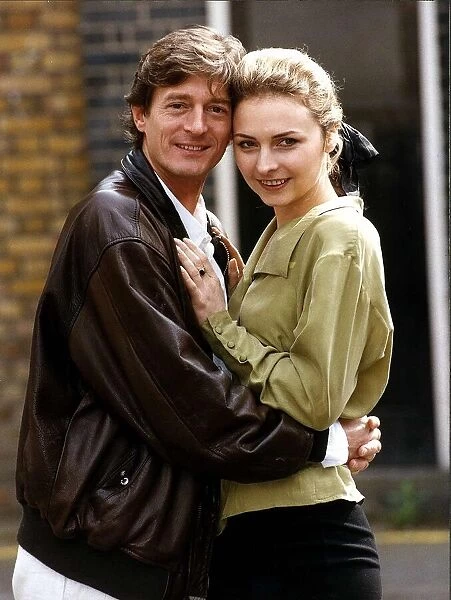 Joanna Kanska Actress with co star Nigel Havers in the four part comedy thriller Sleeper