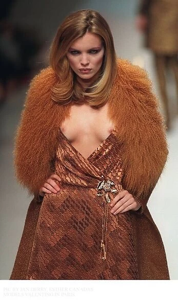 Jodie Kidd supermodel wearing a Valentino creation on the catwalk during Paris Fashion
