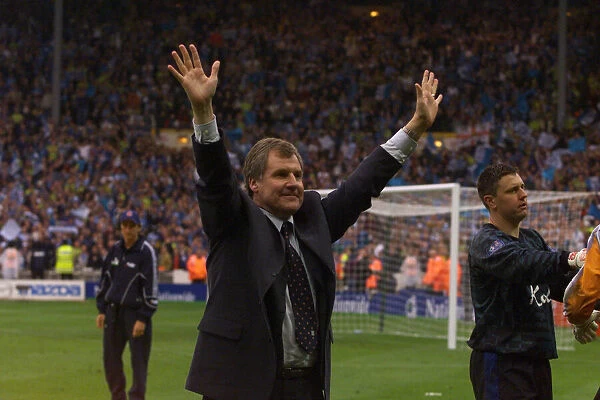 Joe Royle celebrates Manchester Citys win May 1999 against Gillingham