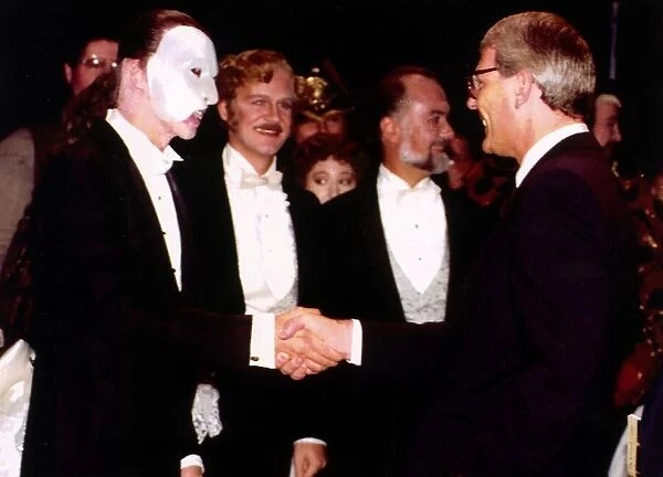 John Major with actors from the musical Phantom of the opera 1991