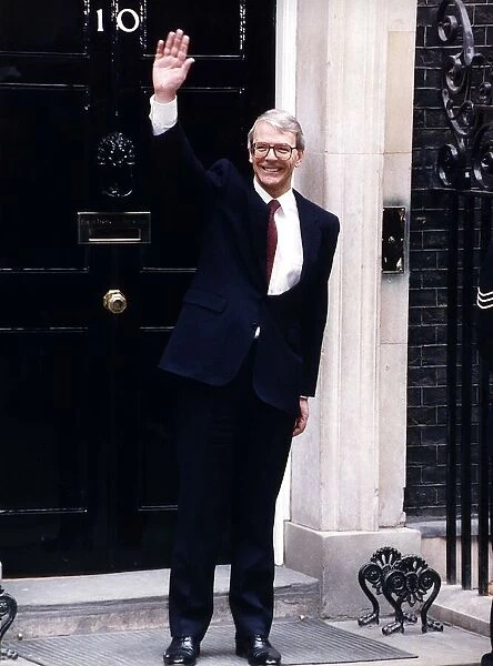John Major Prime Minister celebrating election victory at 10 Downing Street at lunchtime