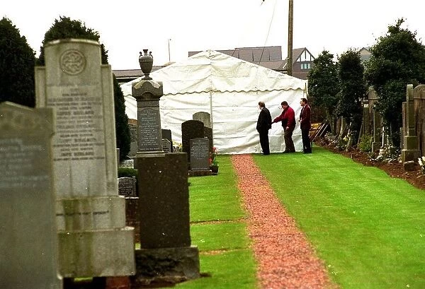 John McInnes, the burial site of Bible John, police outside tent bones reburied