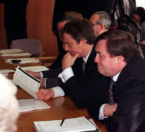 John Prescott with Tony Blair at Labour Party NEC meeting 24 March 1998