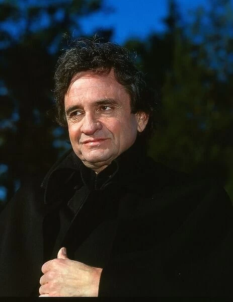Johnny Cash wearing dark overcoat August 1992