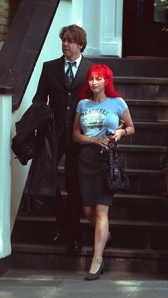 Jonathan Ross TV Presenter June 1999 and wife Jane Ross outside their London home