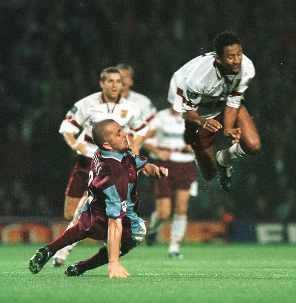 Julian Dicks football player for West Ham United Sept 1998 gets a yellow card on his