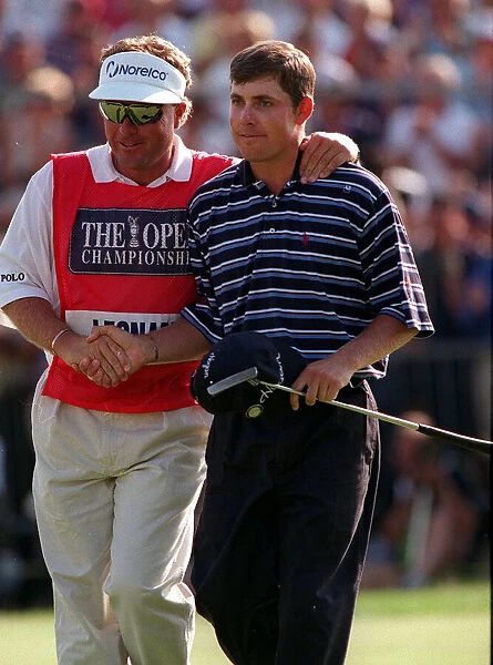 Justin Leonard Wins the 126th Royal Troon golf Open July 1997 shakes hands with his