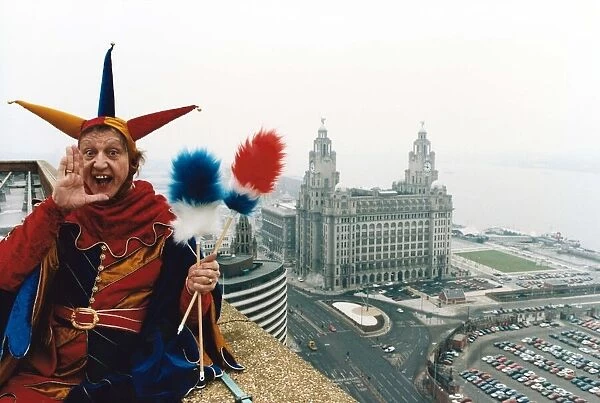 Kenn Dodd, dressed as a Jester, in Liverpool. Circa 1990s