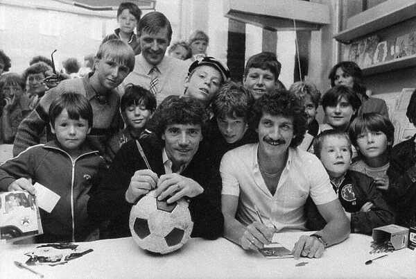 Kevin Keegan and Terry McDermott sign autographs, 1st September 1983
