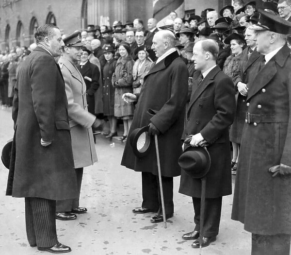 King George VI in Nuneaton, near Coventry. The King and Queen Elizabeth visited the area