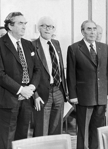 Labour leader Michel Foot (centre) seen here in Moscow for talks with the Soviet