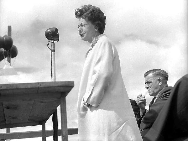 Labour M. P. Barbara Castle speaking at the Durham Miners Gala in June 1962