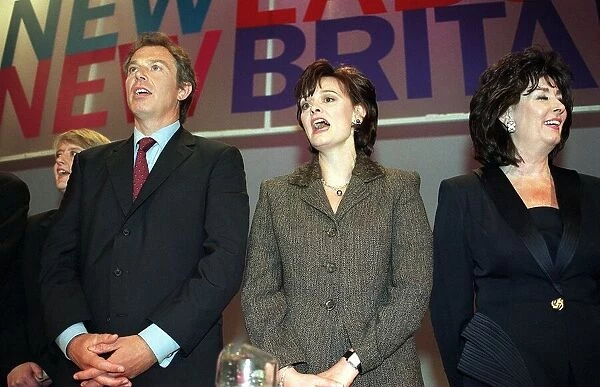 Labour Party Conference 1998 - Tony Blair leads the singing of the Red Flag at the end of