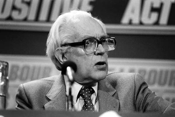 Labour Party Conference: Labour leader Michael Foot at this morning press conference
