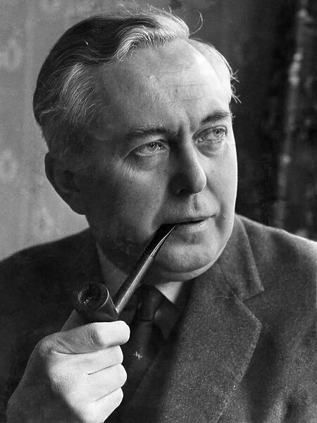 Labour party leader Harold Wilson at his home in Hampstead