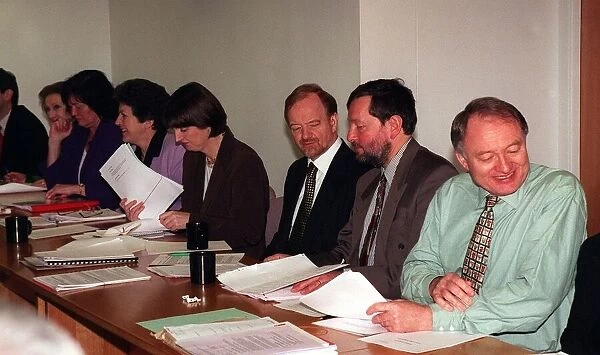 Labour Party NEC Millbank Tower R  /  L Ken Livingstone David Blunkett and Robin Cook