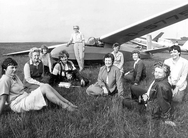 The ladies from the Womens Institute wait for their turn to take to the skies in a