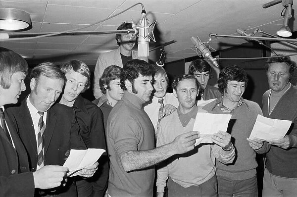 Lancashire players recording a song at the Stockport, Cheshire, studio