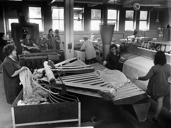 Laundry workers at Jaffray Hospital, Erdington, Birmingham. 9th March 1973