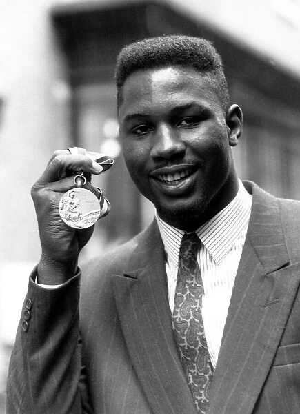 Lennox Lewis Boxer with the Olympic Gold Medal, April 1989