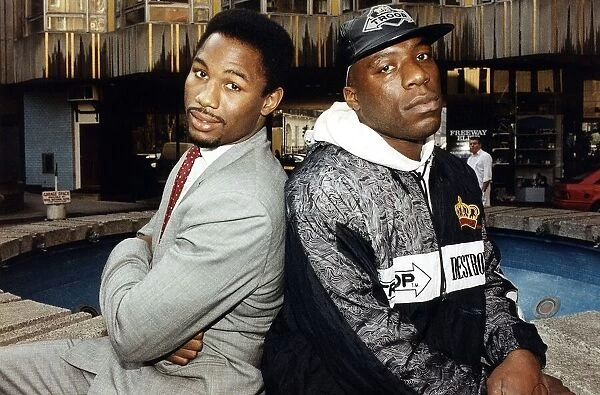 Lennox Lewis heavyweight boxer with Gary Mason who is also heavyweight