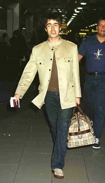 Liam Gallagher Singer of Pop Group Oasis leaving Heathrow Airport for New York where he