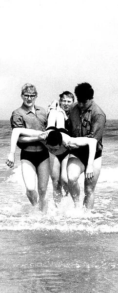 Lifeguards practising their saving skills in June 1965