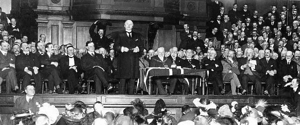 Lord Curzon addresses a recruiting meeting in Reading Town Hall at the beginning of